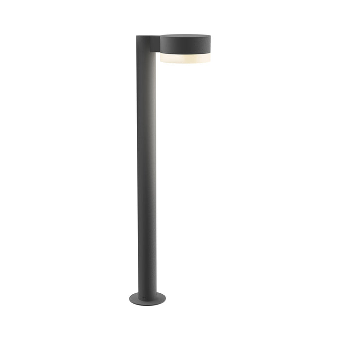 Reals Plate Cap LED Bollard in Large/White Cylinder Lens/Textured Gray.