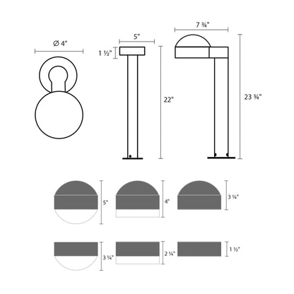 Reals Plate Cap LED Bollard - line drawing.