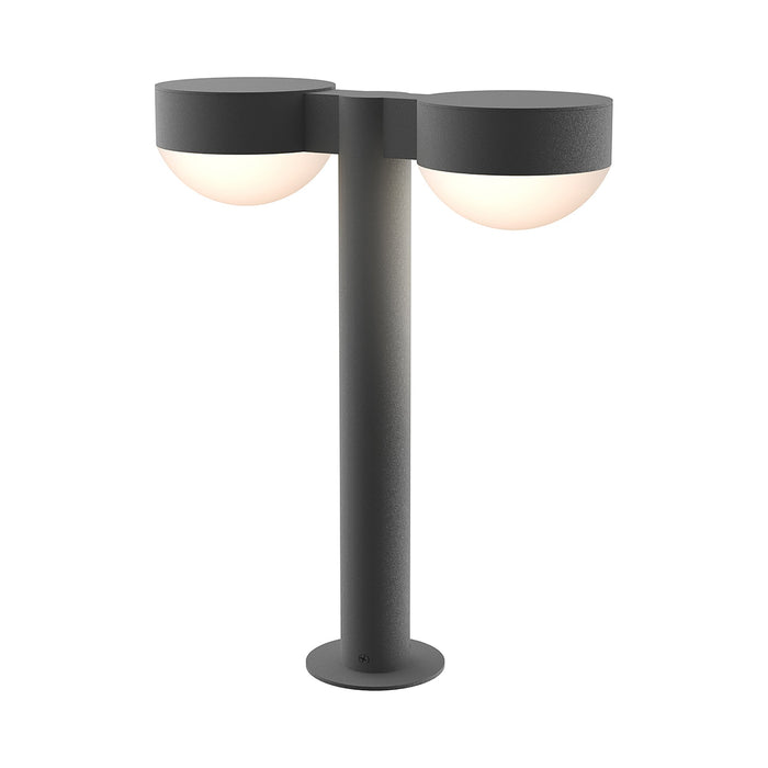 Reals Plate Cap LED Double Bollard in Small/Dome Lens/Textured Gray.