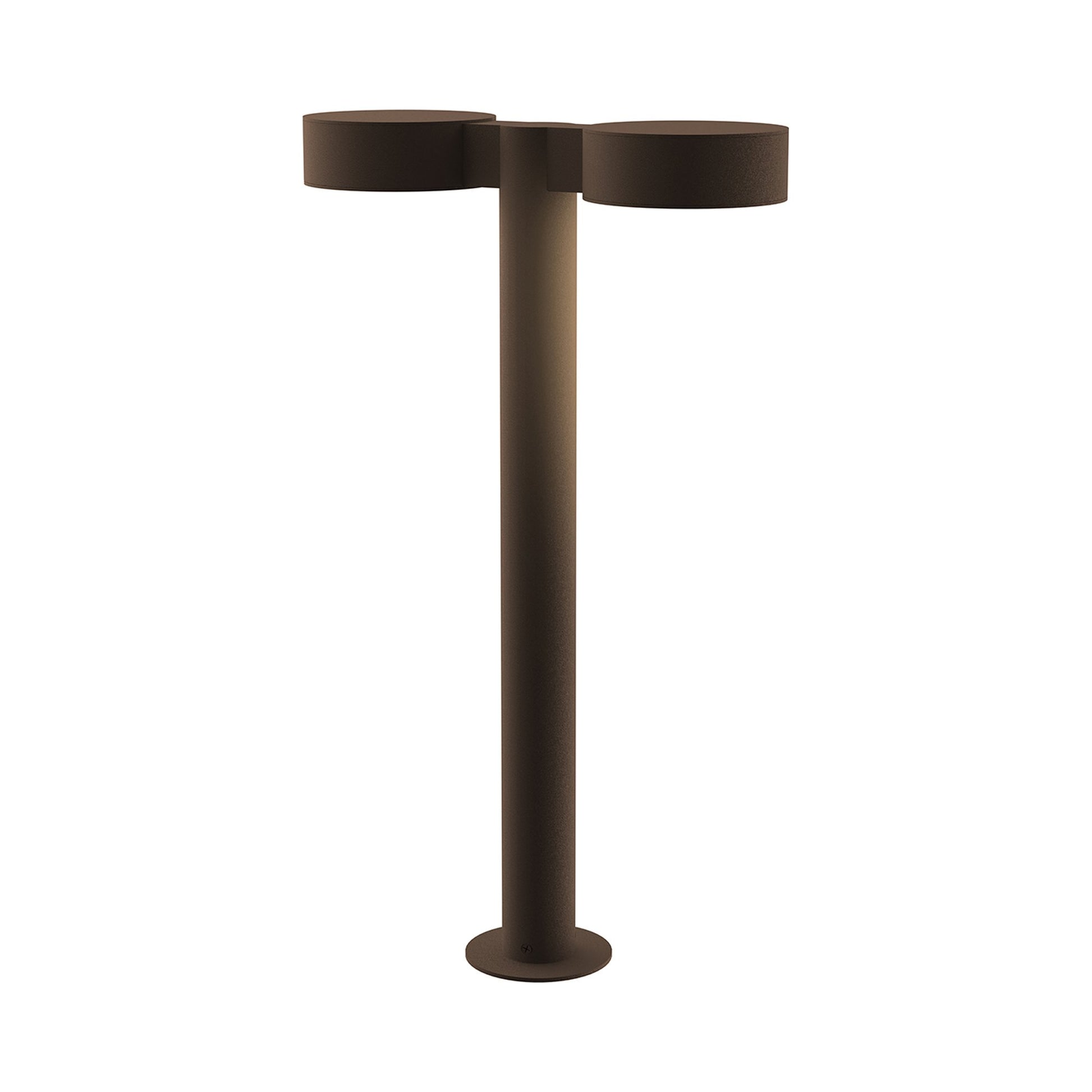 Reals Plate Cap LED Double Bollard in Medium/Plate Lens/Textured Bronze.