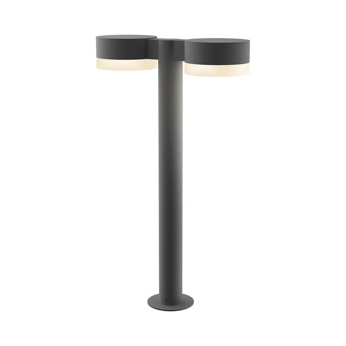 Reals Plate Cap LED Double Bollard in Medium/White Cylinder Lens/Textured Gray.