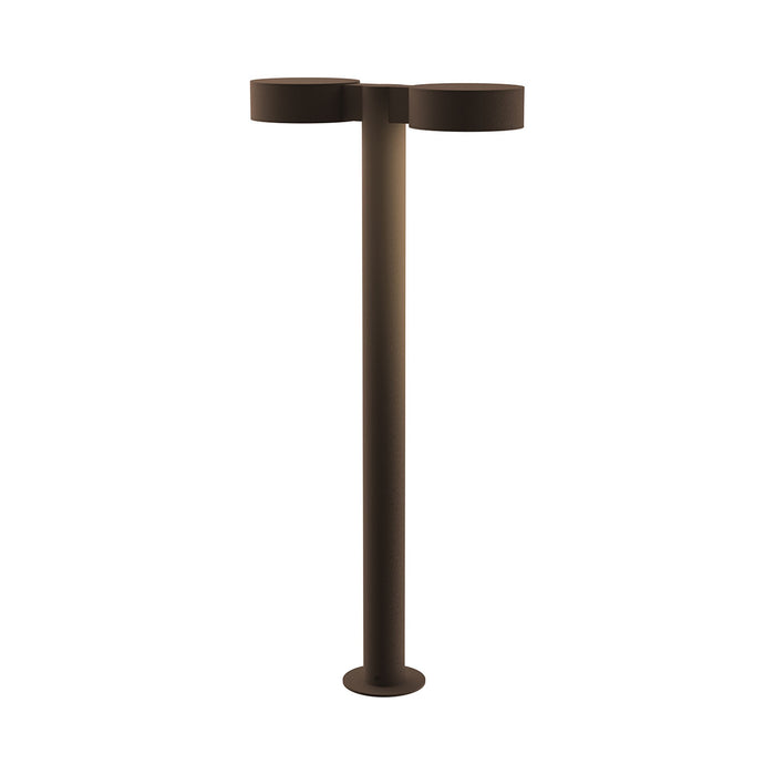 Reals Plate Cap LED Double Bollard in Large/Plate Lens/Textured Bronze.