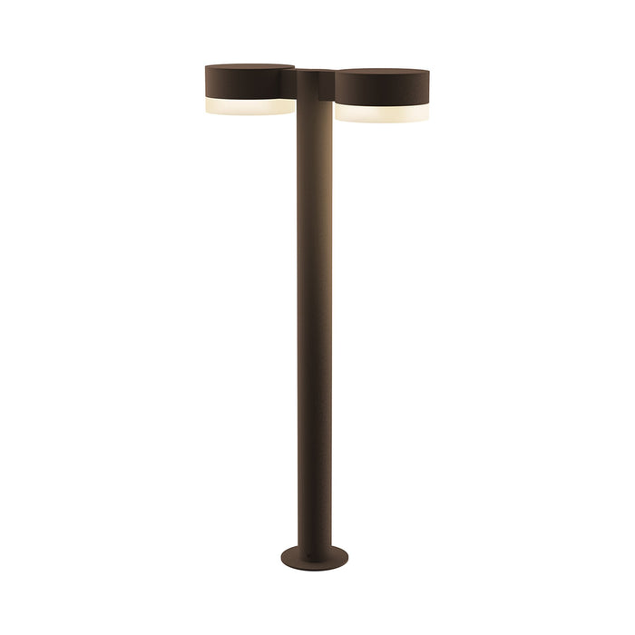 Reals Plate Cap LED Double Bollard in Large/White Cylinder Lens/Textured Bronze.