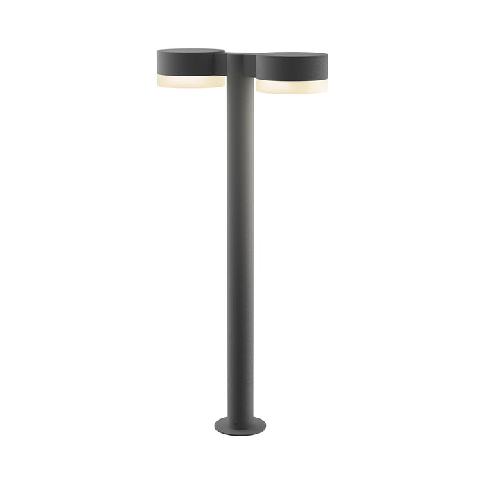 Reals Plate Cap LED Double Bollard in Large/White Cylinder Lens/Textured Gray.