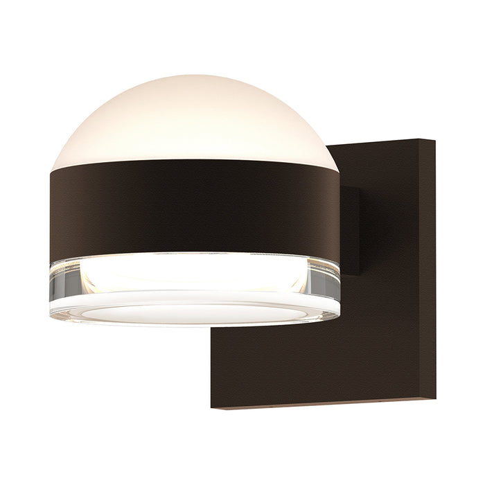 Reals Up/Down Outdoor LED Wall Light in Dome Lens/Clear Cylinder Lens/Textured Bronze.