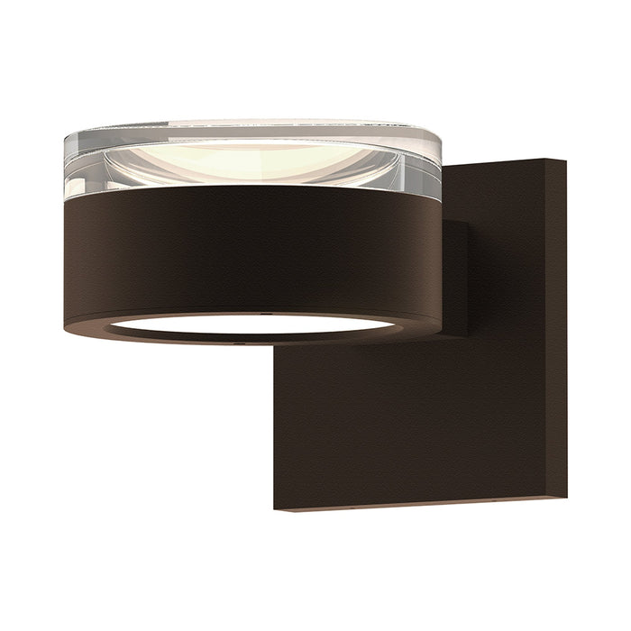 Reals Up/Down Outdoor LED Wall Light in Clear Cylinder Lens/Plate Lens/Textured Bronze.