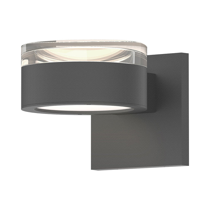 Reals Up/Down Outdoor LED Wall Light in Clear Cylinder Lens/Plate Lens/Textured Gray.