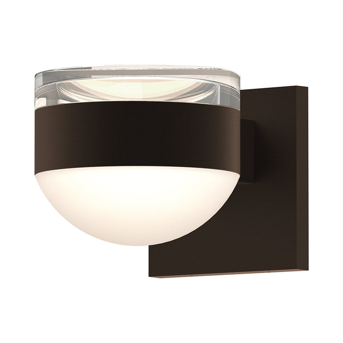 Reals Up/Down Outdoor LED Wall Light in Clear Cylinder Lens/Dome Lens/Textured Bronze.