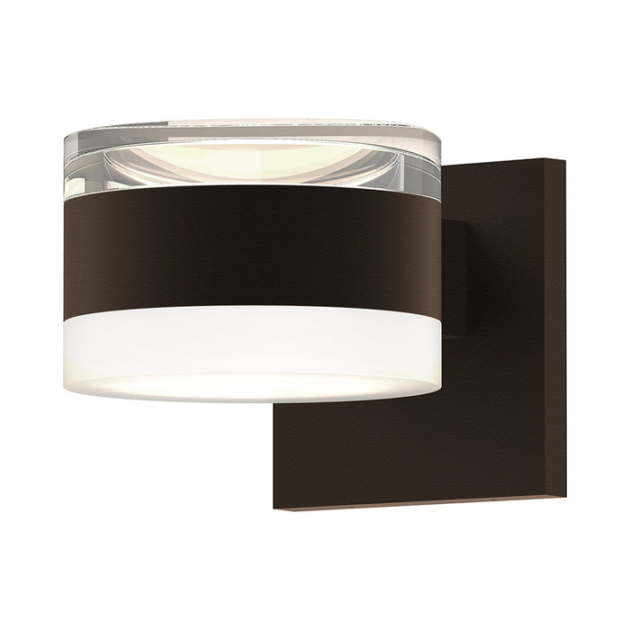 Reals Up/Down Outdoor LED Wall Light in Clear Cylinder Lens/White Cylinder Lens/Textured Bronze.
