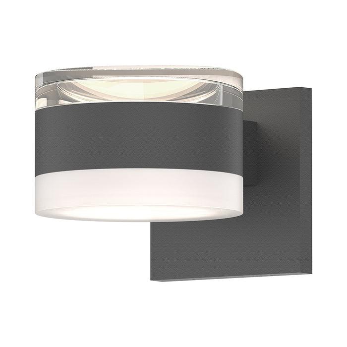 Reals Up/Down Outdoor LED Wall Light in Clear Cylinder Lens/White Cylinder Lens/Textured Gray.