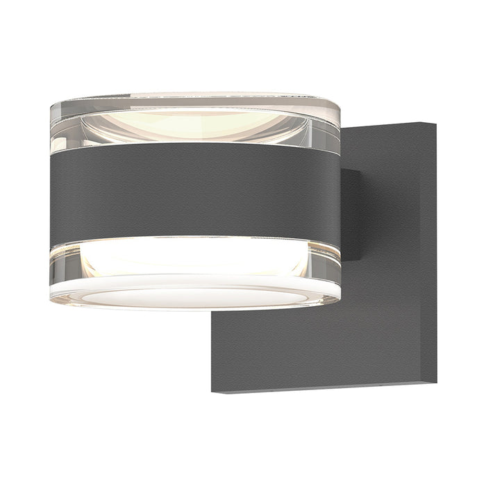 Reals Up/Down Outdoor LED Wall Light in Clear Cylinder Lens/Clear Cylinder Lens/Textured Gray.