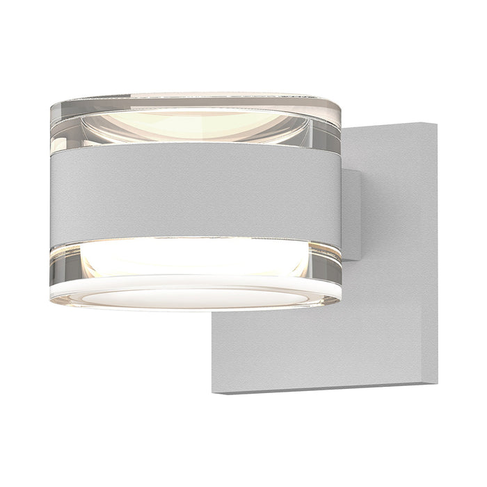 Reals Up/Down Outdoor LED Wall Light in Clear Cylinder Lens/Clear Cylinder Lens/Textured White.