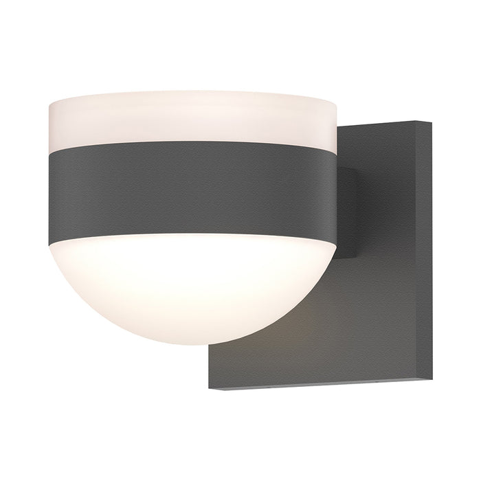 Reals Up/Down Outdoor LED Wall Light in White Cylinder Lens/Dome Lens/Textured Gray.