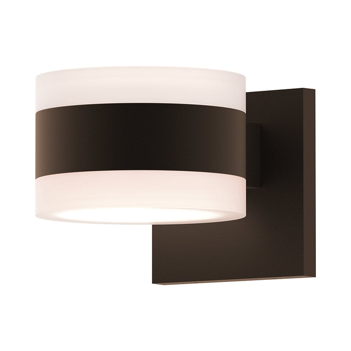 Reals Up/Down Outdoor LED Wall Light in White Cylinder Lens/White Cylinder Lens/Textured Bronze.