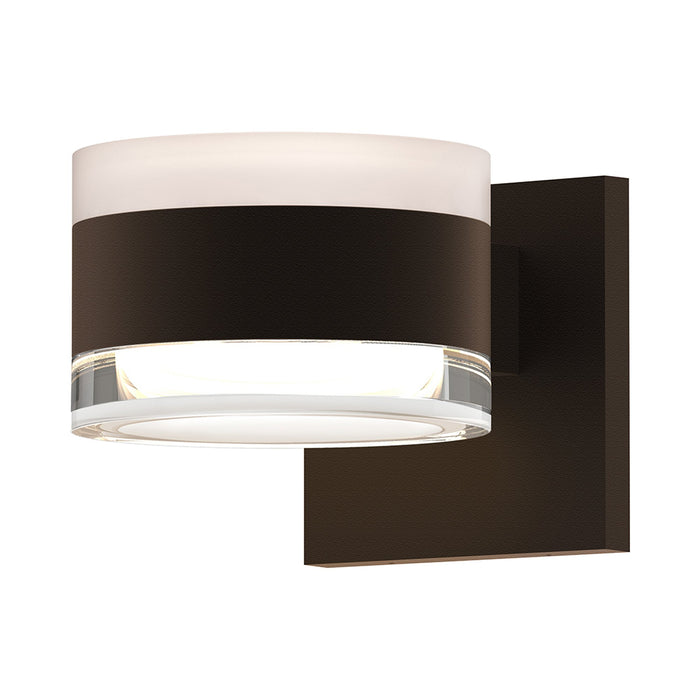 Reals Up/Down Outdoor LED Wall Light in White Cylinder Lens/Clear Cylinder Lens/Textured Bronze.