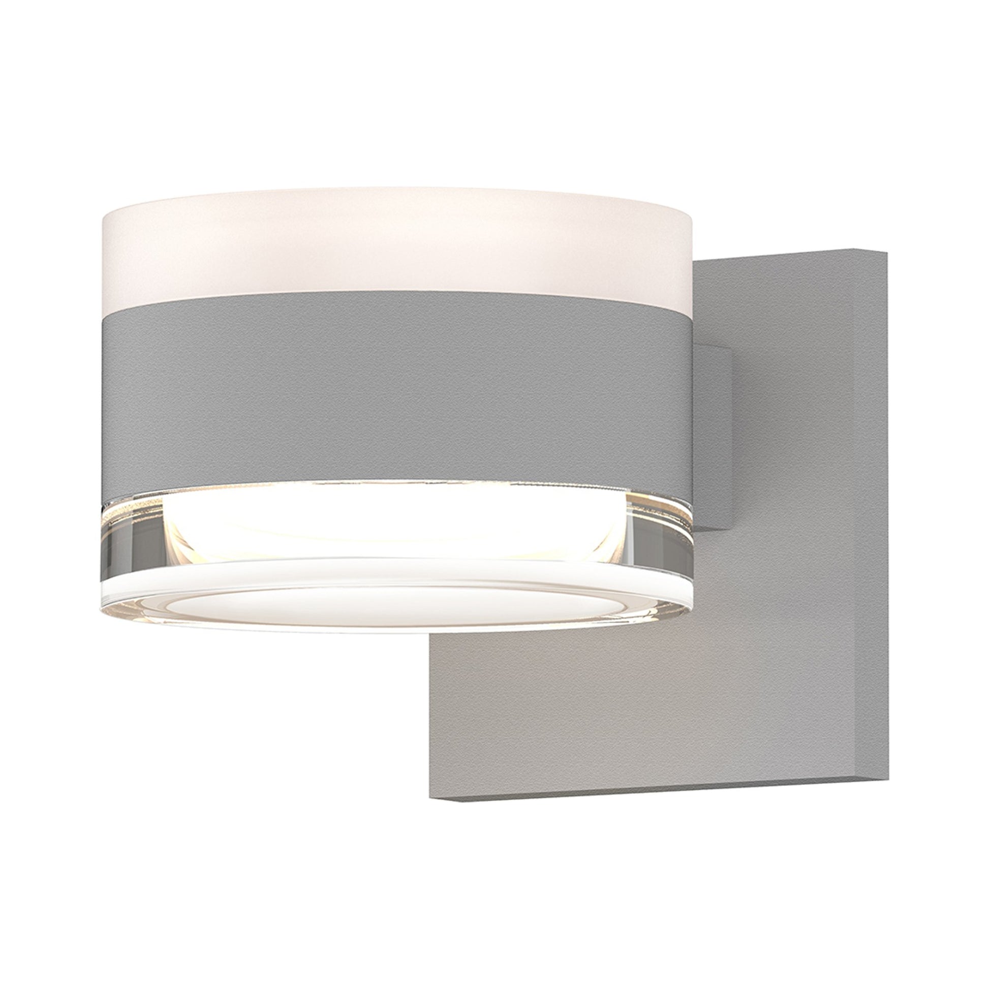 Reals Up/Down Outdoor LED Wall Light in White Cylinder Lens/Clear Cylinder Lens/Textured White.