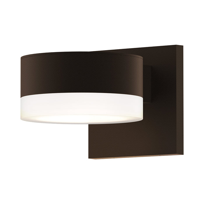 Reals Up/Down Outdoor LED Wall Light in Plate Lens/White Cylinder Lens/Textured Bronze.