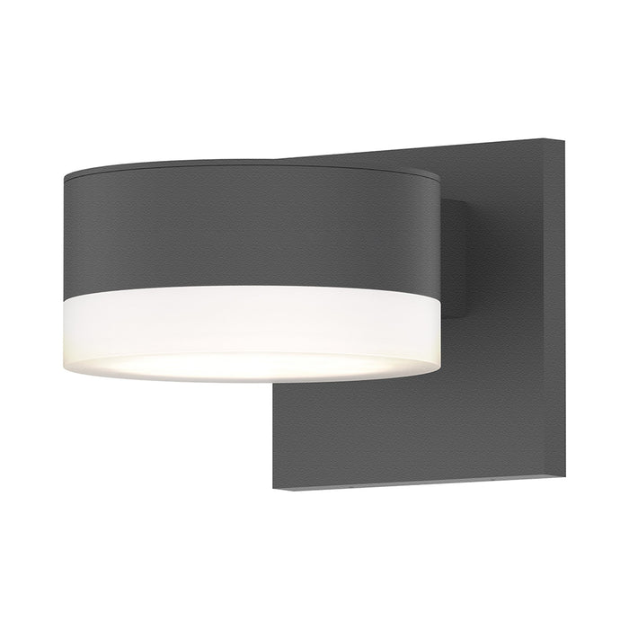 Reals Up/Down Outdoor LED Wall Light in Plate Lens/White Cylinder Lens/Textured Gray.