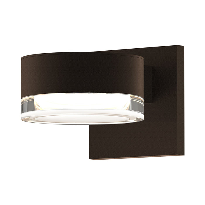 Reals Up/Down Outdoor LED Wall Light in Plate Lens/Clear Cylinder Lens/Textured Bronze.