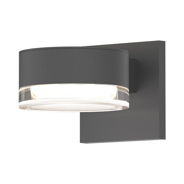 Reals Up/Down Outdoor LED Wall Light in Plate Lens/Clear Cylinder Lens/Textured Gray.