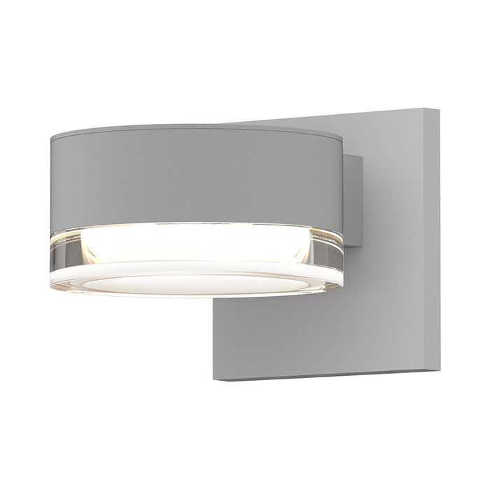 Reals Up/Down Outdoor LED Wall Light in Plate Lens/Clear Cylinder Lens/Textured White.