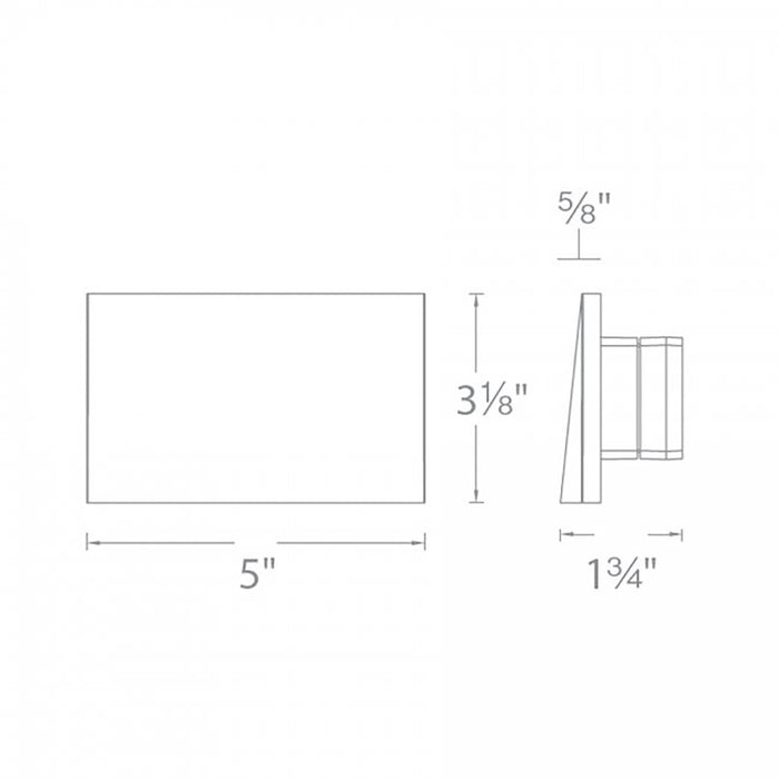 Rectangle LED Step and Wall Light - line drawing.