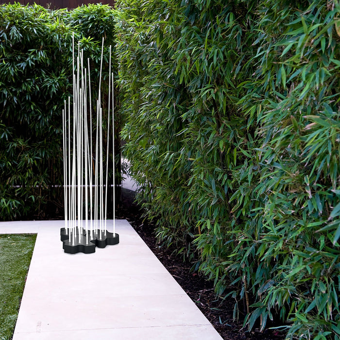 Reeds Outdoor Triple LED Floor Lamp Outside Area.