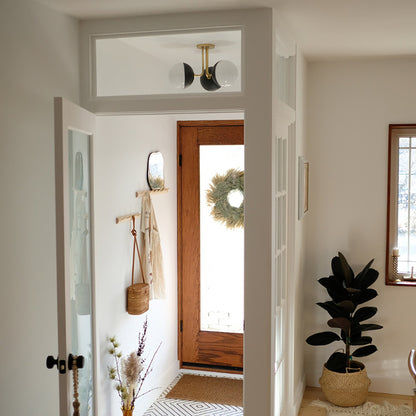 Renee 3-Light Semi-Flush Mount Ceiling Light in living room.