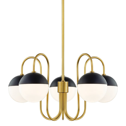Renee Chandelier in Black, Brass and White.