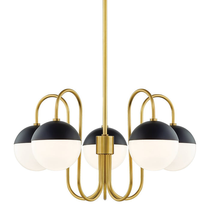 Renee Chandelier in Black, Brass and White.