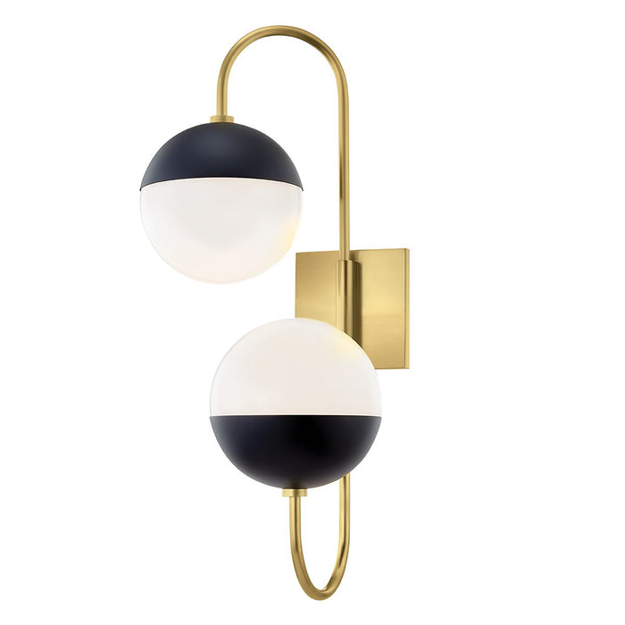 Renee H344102B Wall Light in Black, Brass and White.