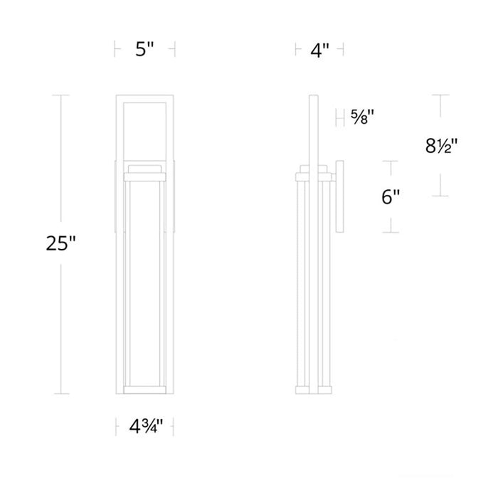 Revere Outdoor LED Wall Light- line drawing.