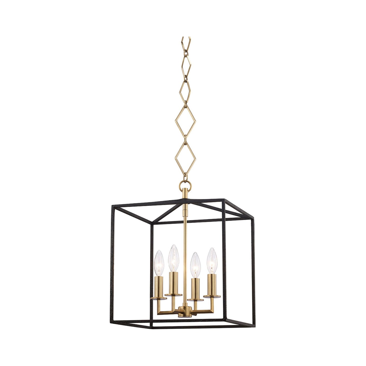 Richie Pendant Light in 4-Light/Aged Brass/Black.