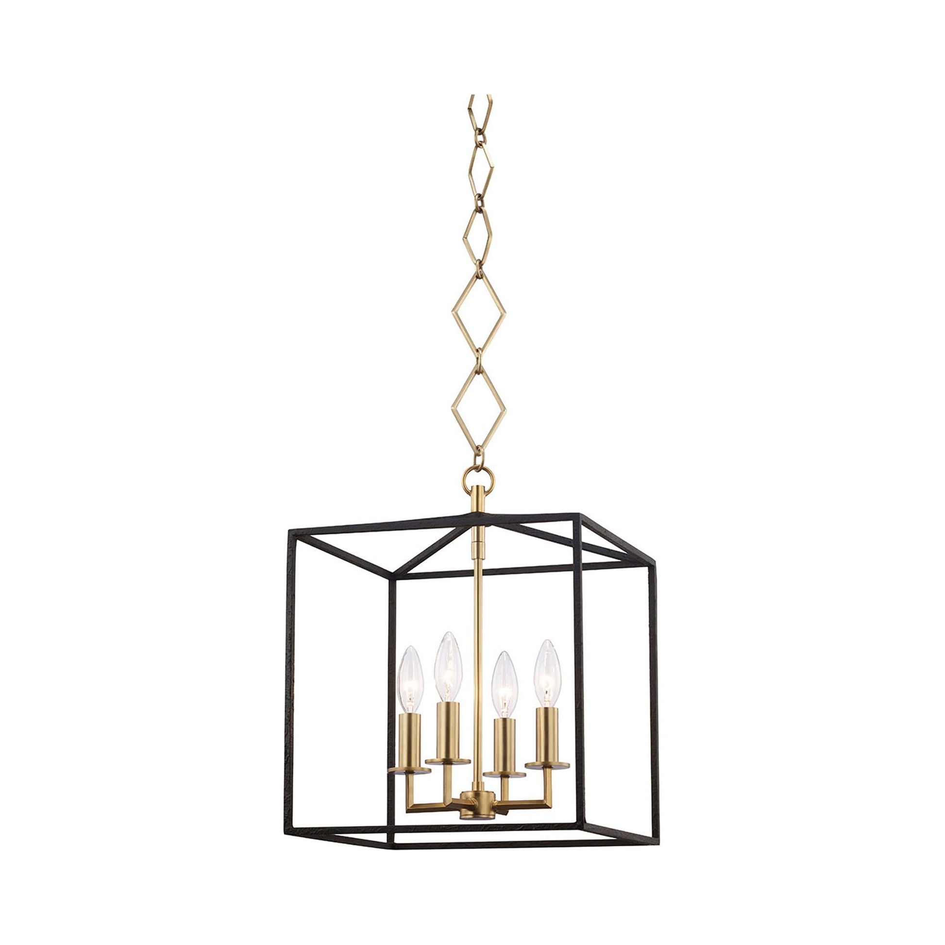 Richie Pendant Light in 4-Light/Aged Brass/Black.