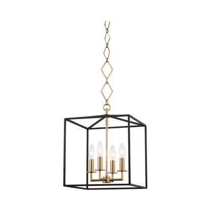 Richie Pendant Light in 4-Light/Aged Brass/Black.