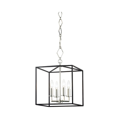 Richie Pendant Light in 4-Light/Polished Nickel/Black.