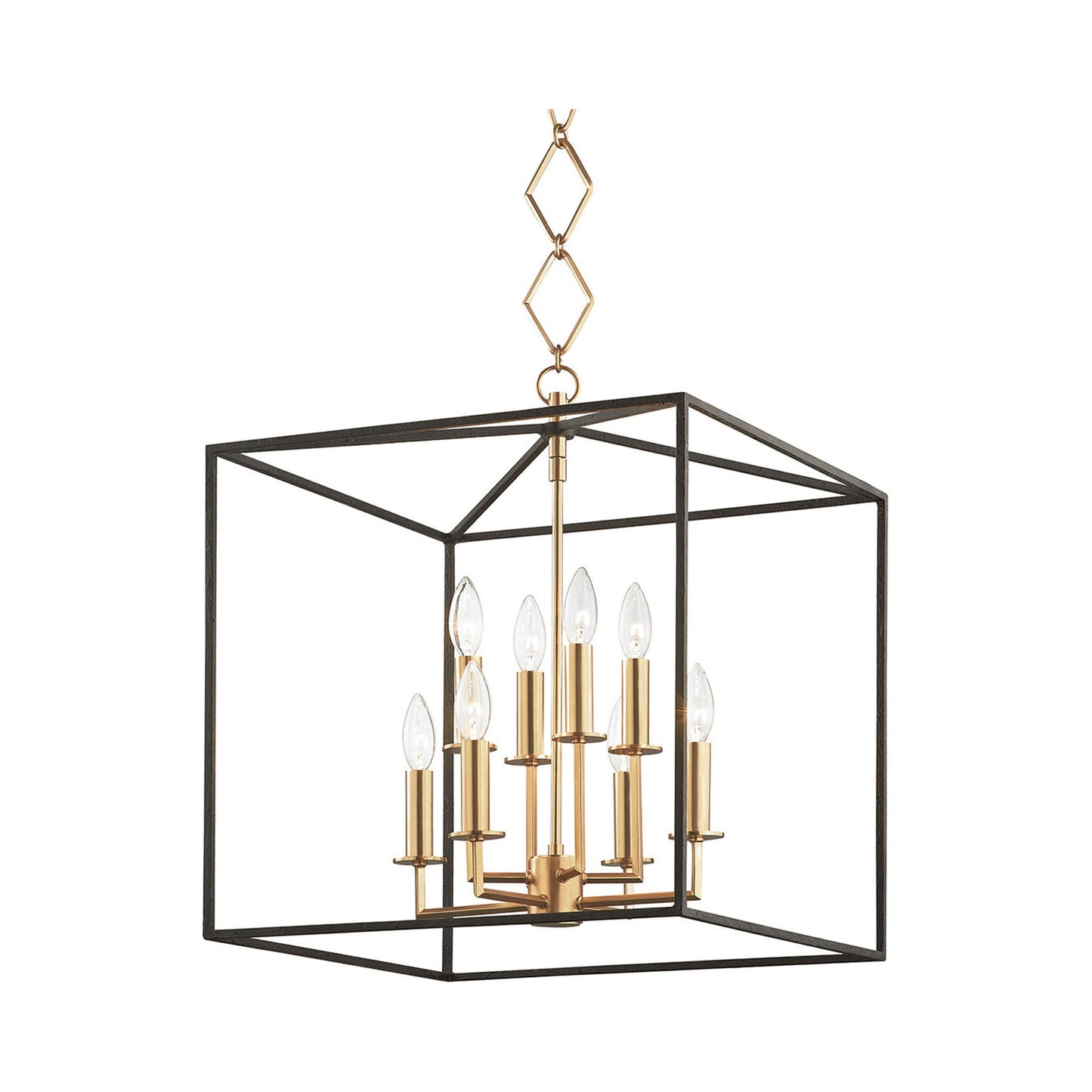 Richie Pendant Light in 8-Light/Aged Brass/Black.