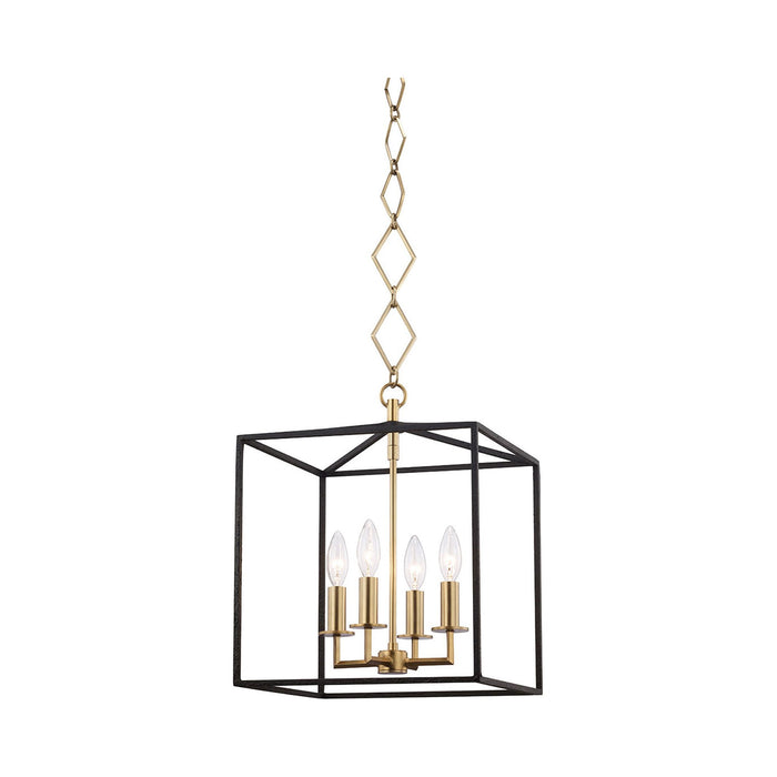 Richie Pendant Light in Aged Brass and Black.