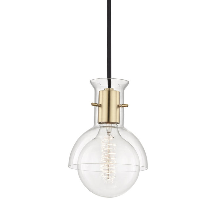 Riley Glass Pendant Light in Brass and Clear.