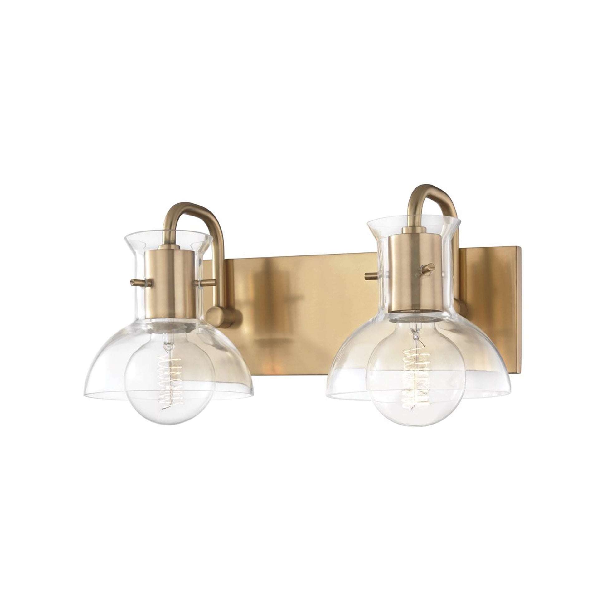 Riley Bath Wall Light in Aged Brass (2-Light).
