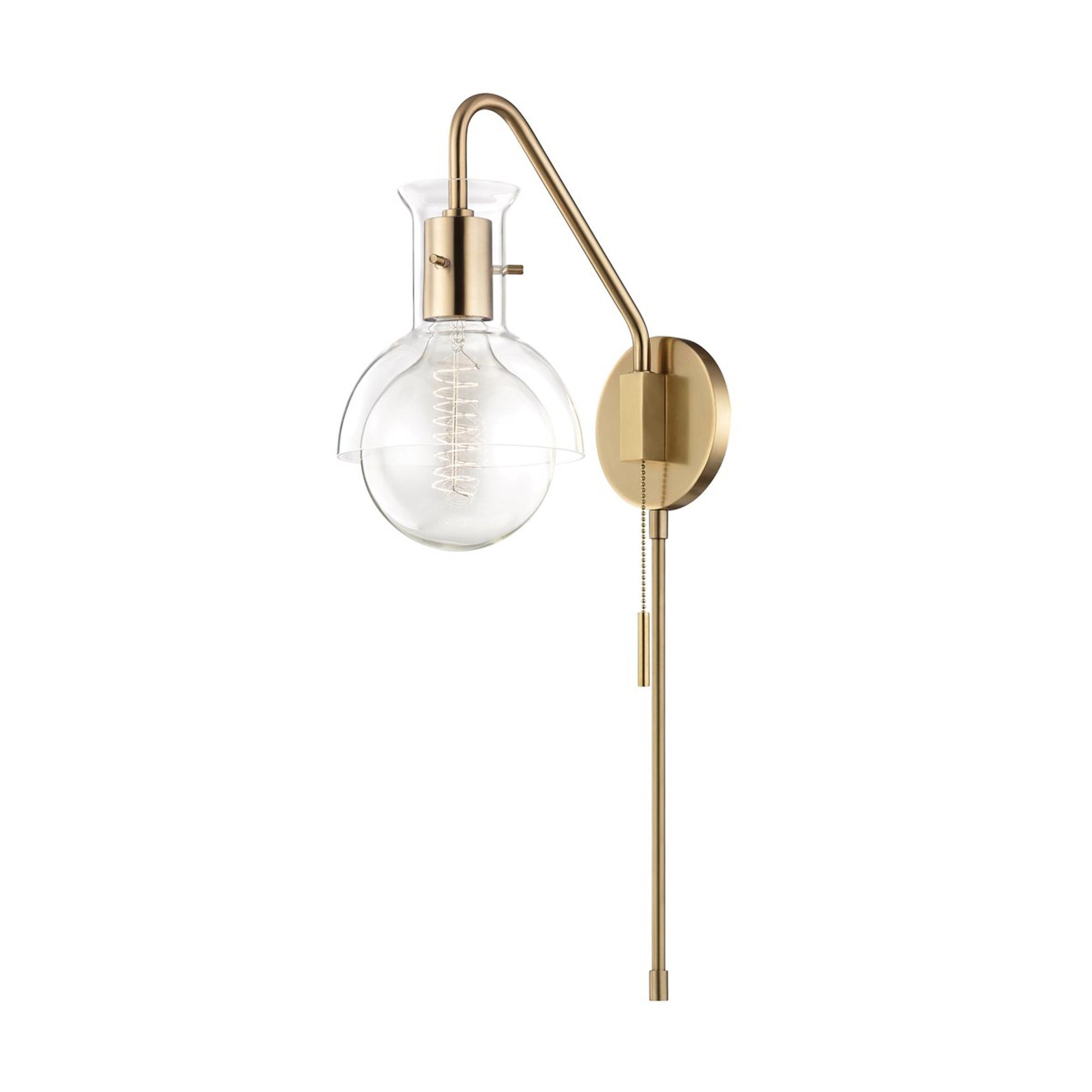 Riley Glass Wall Light in Aged Brass.