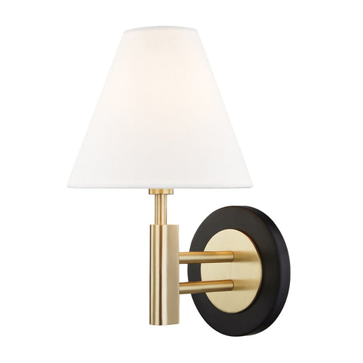 Robbie Wall Light in Brass and White.