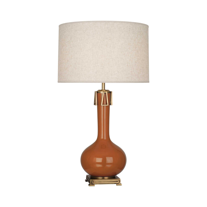 Athena Table Lamp in Cinnamon Glazed Ceramic.