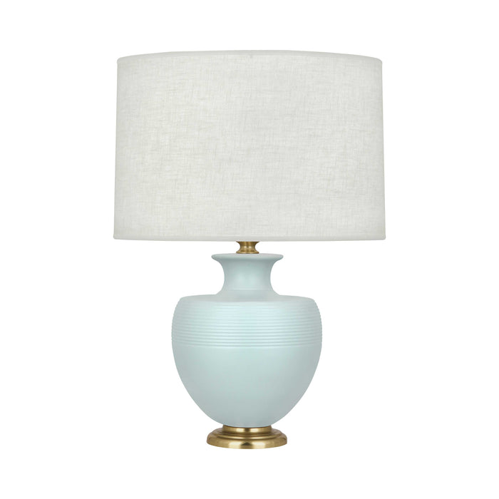 Atlas Table Lamp in Matte Sky Blue/Modern Brass.