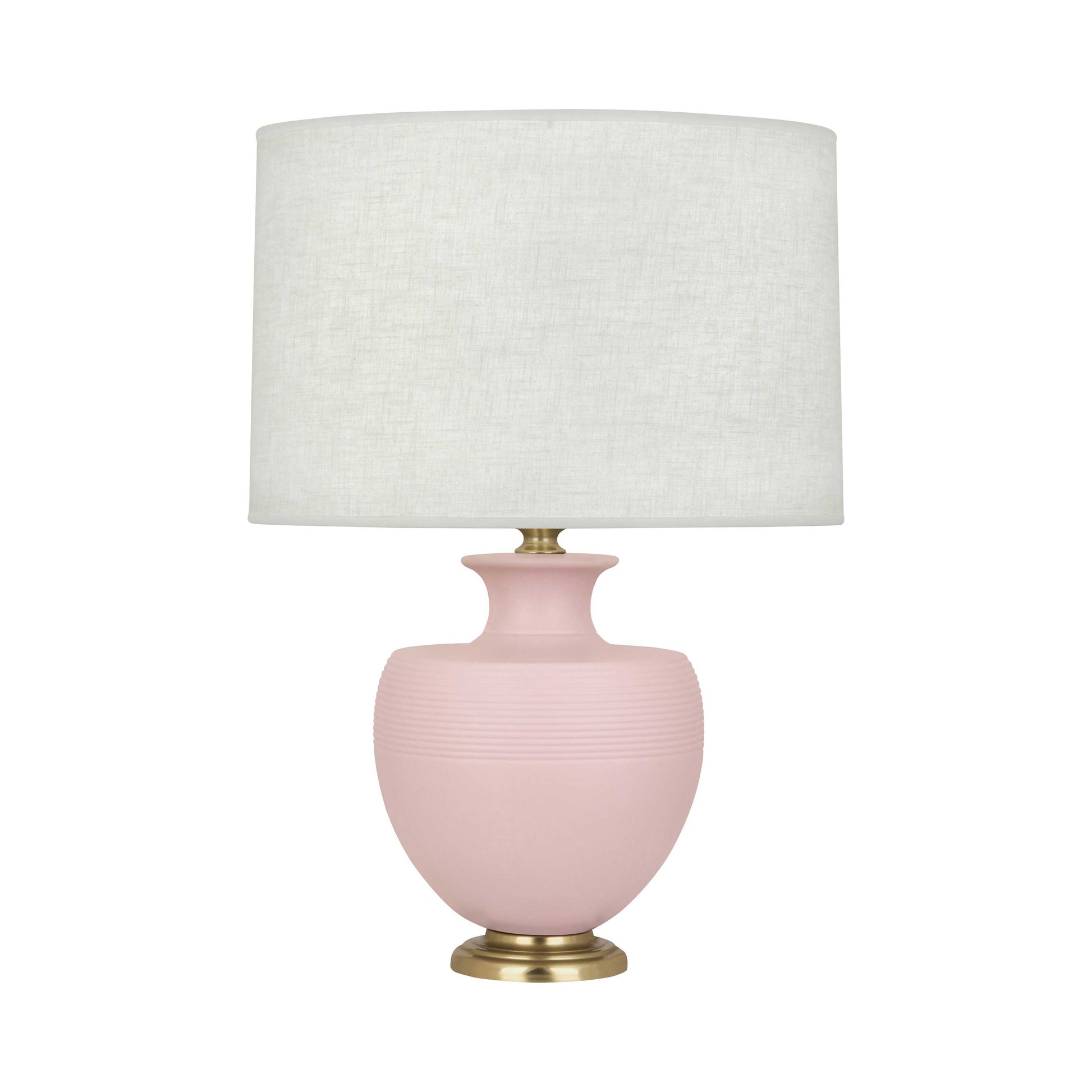 Atlas Table Lamp in Matte Woodrose/Modern Brass.