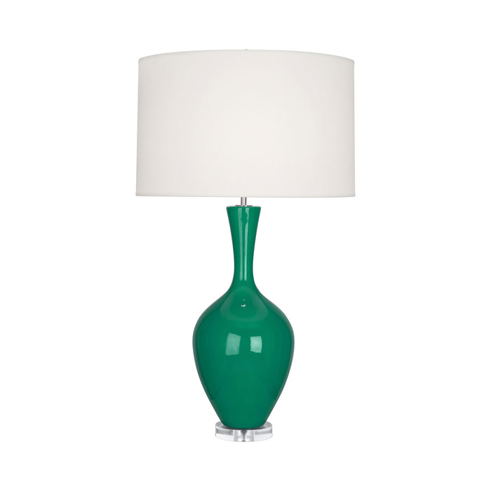 Audrey Table Lamp in Emerald Green.