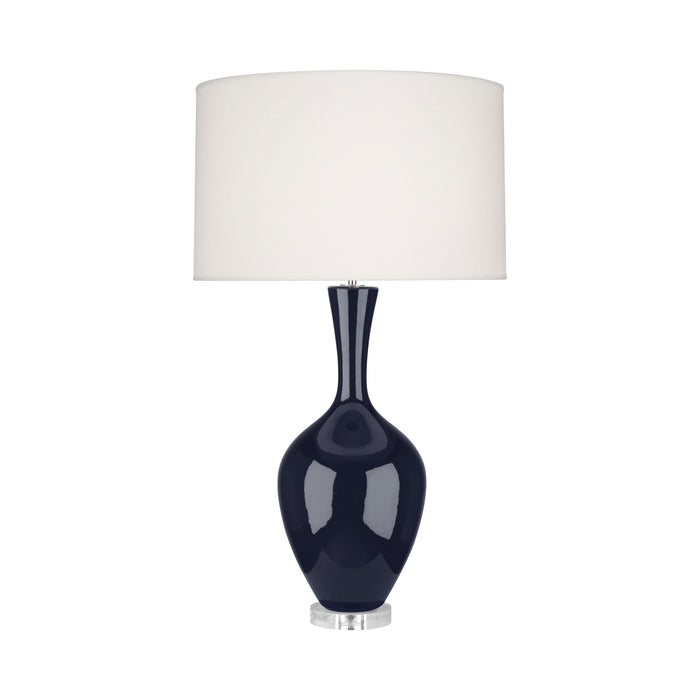 Audrey Table Lamp in Midnight Blue.
