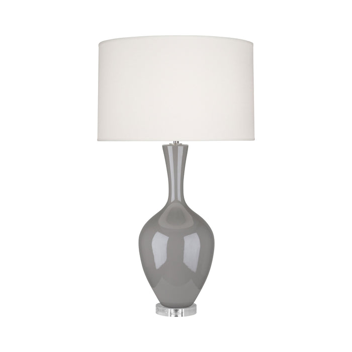 Audrey Table Lamp in Smoky Taupe.