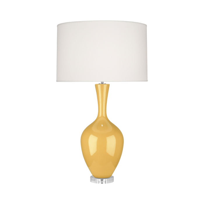 Audrey Table Lamp in Sunset Yellow.