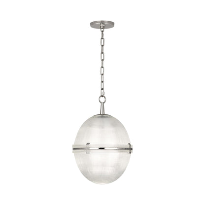 Brighton Round Pendant Light in Polished Nickel.